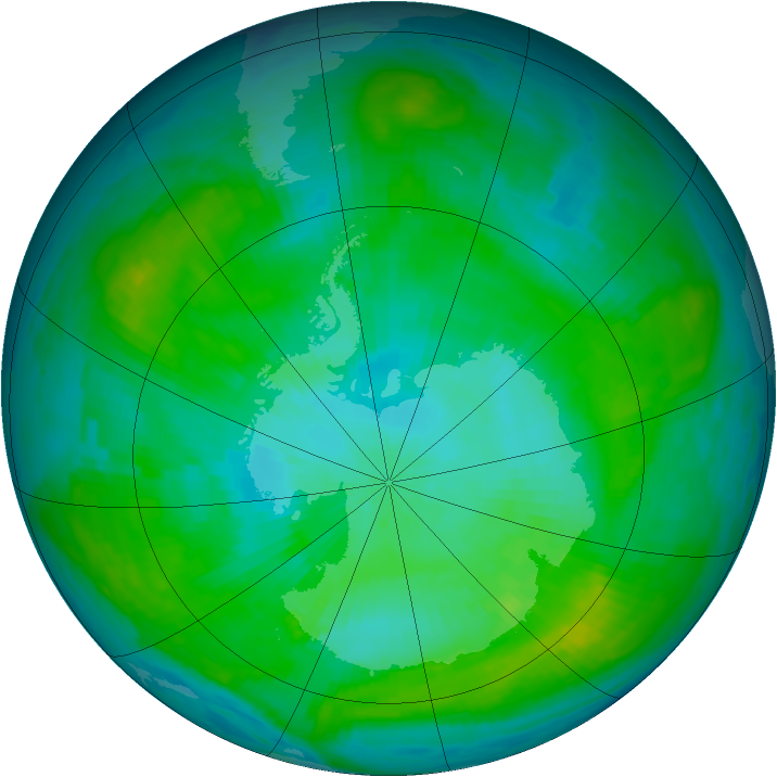 Antarctic ozone map for 04 February 1981